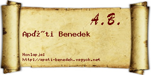 Apáti Benedek névjegykártya