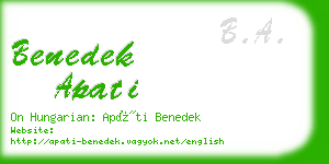 benedek apati business card